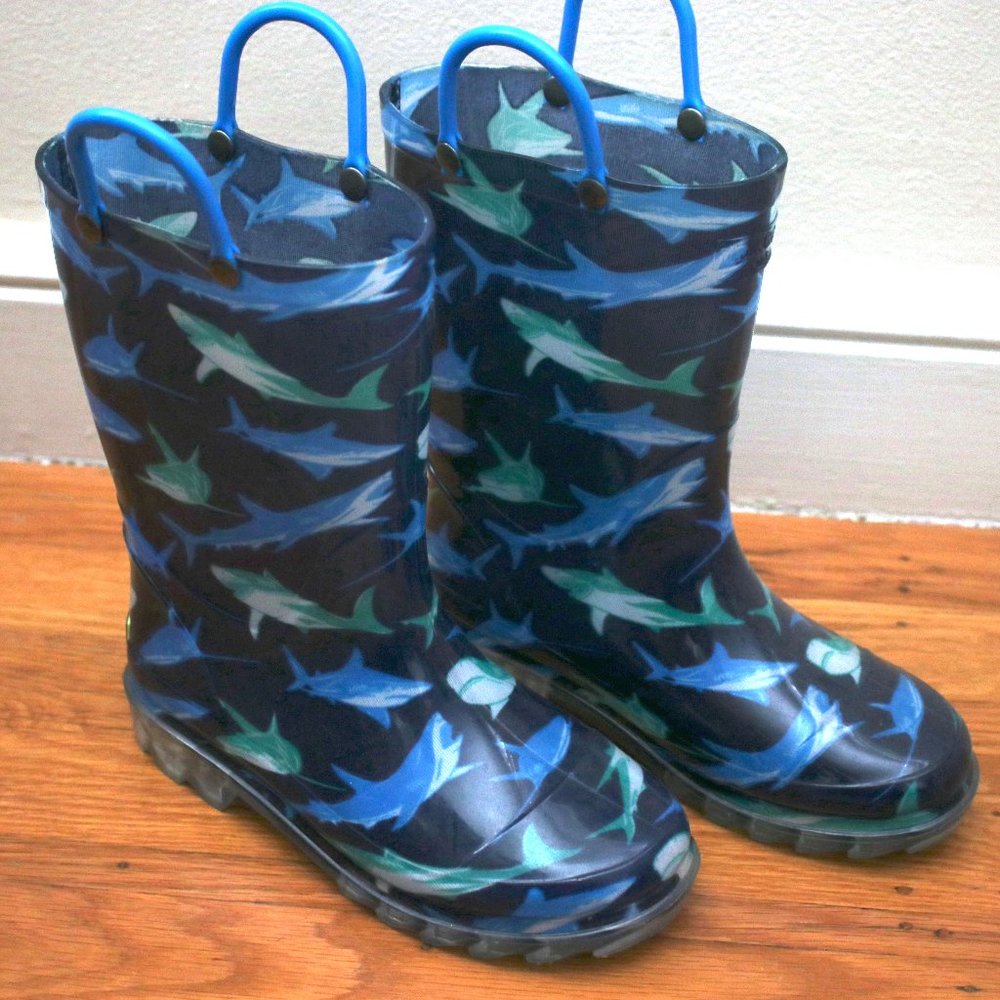 SOLD - Like New - Western Chief Shark Light Up Rain Boots - Toddler Size 12